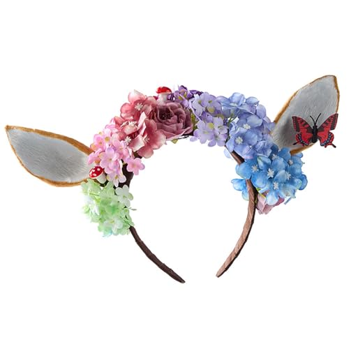 KieTeiiK Gothic Blumenhirschgeweih Stirnband Mit Pilzbeeren Für Cosplay Event Foto Requisiten Märchen Hirschgeweihstirnbänder Hochzeits Cosplays von KieTeiiK