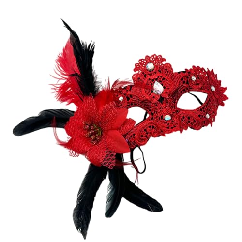 KieTeiiK Halbgesicht Gefiederte Maske Mit Mode Leichtgewichten Design Perfekt Für Cosplay Und Themenereignisse Leichte Kunststoffmaske von KieTeiiK