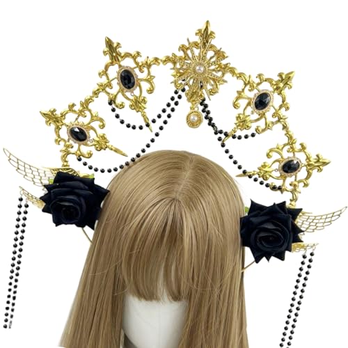 KieTeiiK Halos Crowns Lolitas Marys Göttinnen Stirnband Frauen Cosplay Halloween Kostüm Göttinnen Kopfstück Golden Tiaras Halos KieTeiiK Halos Crowns Lolitas Marys Göttinnen Stirnband Frauen Cosplay Halloween Kostüm Göttinnen Kopfstück Golden Tiaras Halos von KieTeiiK