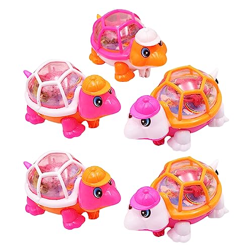 KieTeiiK Spielzeug,5-teiliges Aufzieh-Schildkröten-Spielzeug für Kinder Zugschnur Schildkröte Baby-Krabbeln Lernspielzeug Kleinkind-Bildung leuchtendes Uhrwerk-Spielzeug von KieTeiiK