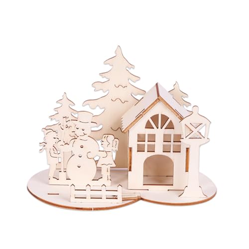 KieTeiiK Weihnachten Desktop Dekoration Weihnachten Dorf Handgemachte Handwerk DIY Kits 3D Puzzle Für Kinder Tischdekoration Holzpuzzle Spielzeug Montessori Pädagogisches 3D Holzpuzzle von KieTeiiK