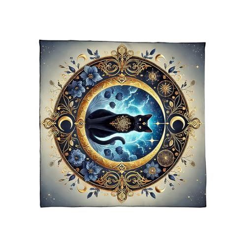 Tarots Tischdecke Katzen Blumenmuster Astrologie Altäre Stoff Göttisch Kartentisch Stoff Wandteppich Hexerei Liefern Schwarze Katzen Tarot Karte Tischdecke Spirituelle Decktuch von KieTeiiK