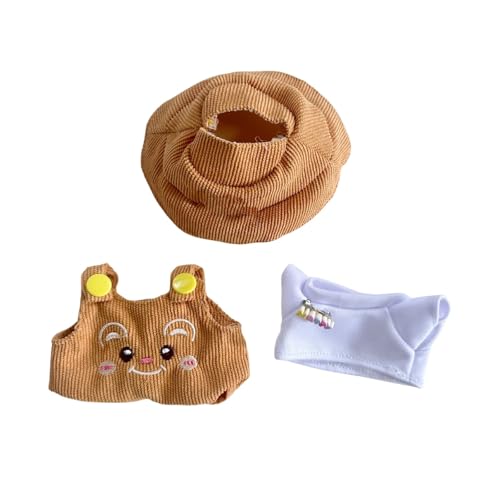 Bekleidung für 17cm Plüsch, Niedliche Mini Plüsch Puppen Kleidung Outfit nur Bekleidungs Zubehör, Mini Kuscheltier Kleidung Outfit Puppen Pullover Hoodie Kleidung DIY Kinder Geschenke (Braun) von Kielsjajd