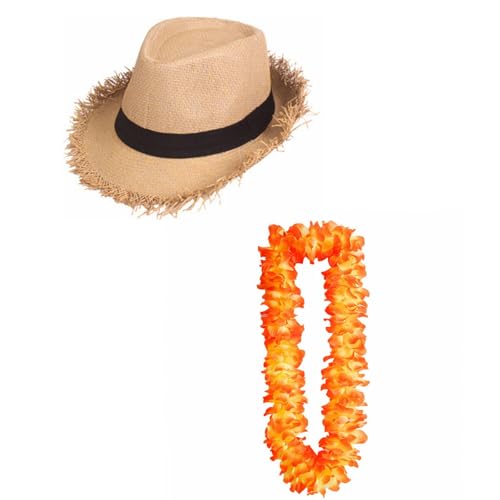 Hawaii Outfit Damen Herren Hawaiihut +Hawaii Kette Blumen Deko, Strohhut Partyhut Outfit Damen Herren Zubehör, Panama Hut - ideal für den Urlaub Mottoparty, Karneval und Hawaii Kostüm Party Supplies Hawaii Outfit Damen Herren Hawaiihut +Hawaii Kette Blumen Deko, Strohhut Partyhut Outfit Damen Herren Zubehör, Panama Hut - ideal für den Urlaub Mottoparty, Karneval und Hawaii Kostüm Party Supplies von Kielsjajd