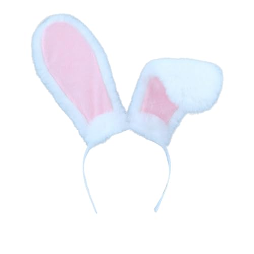 Kielsjajd Karneval Haarbänder Niedlich Plüsch Hase Ohren Haarschmuck Hasenohren Stirnband Verkleidung Zubehör Haarstyling Deko Flauschig Kopfschmuck für Ostern/Party/Hochzeit Cosplay (Weiß) von Kielsjajd