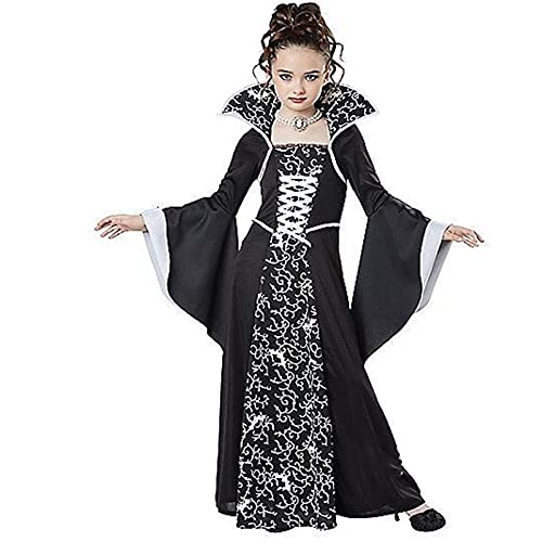 Kielsjajd Vampirkostüm Mädchen Halloween Kostüme Kinder Gothic Vampirkostüm, Faschingskostüme Halloween Kostüm Teufel Mädchen Vampirin-Kleid-Kostüm für Mädchen für Karneval Party Cosplay (White, 140) von Kielsjajd