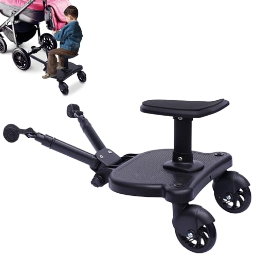Buggy Board mit Größerem Sitz, Trittbrett für Kinderwagen Universal für Kinder von 3-7 Jahren(25KG), passt auf 99% Aller Kinderwagen, einfache Installation, für Familien mit Zwei Kindern von KigerNee
