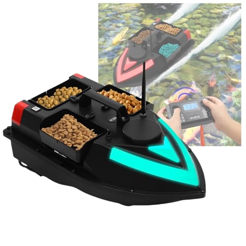 GPS Köderboot Profi 500m - 5200mAh Funkfernsteuerung Futterboot mit 100 Wegpunkten, 3 Köderboxen (2kg Kapazität), ABS-Wasserdicht & Automatische Rückkehr für Karpfenangeln am See von KigerNee