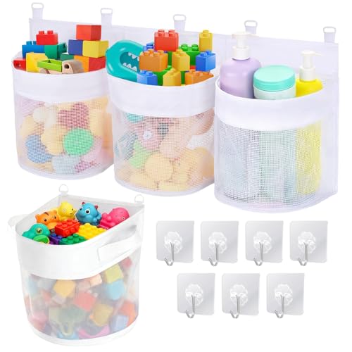 Badewannenspielzeug Aufbewahrung, Badespielzeug Organizer mit 3 Fächern, Hängetasche und Netztasche für die Badewanne, Kinder-Badespielzeughalter mit 7 Haken zum Einfachen Aufhängen und für viel Staur Badewannenspielzeug Aufbewahrung, Badespielzeug Organizer mit 3 Fächern, Hängetasche und Netztasche für die Badewanne, Kinder-Badespielzeughalter mit 7 Haken zum Einfachen Aufhängen und für viel Staur von Kigift