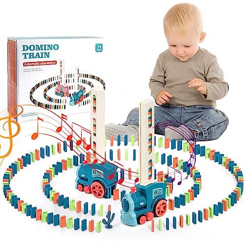 Elektrischer Zug Domino, 200 Teile, elektrischer Zug für Kinder, automatisch, Domino-Zug mit Lichtern und Musik, für Mädchen und Jungen ab 3 Jahren von Kihhvlo