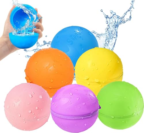 Wasserballons Wiederverwendbare Schnellfüllung, Wasserbälle, selbstdichtendes Outdoor-Wasserspielzeug für Kinder von 3-12 Jahren, unfallfreie Wasserbomben Sommer-Pool-Spielzeug 6Pcs Wasserballons Wiederverwendbare Schnellfüllung, Wasserbälle, selbstdichtendes Outdoor-Wasserspielzeug für Kinder von 3-12 Jahren, unfallfreie Wasserbomben Sommer-Pool-Spielzeug 6Pcs von Kikapabi