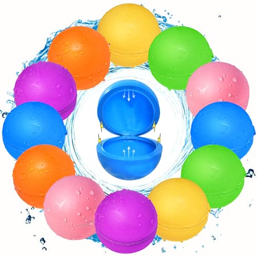 12 wiederverwendbare Wasserbomben, Poolspielzeug für Jungen und Mädchen, Wasserspielzeug für Strand- und Outdooraktivitäten für Kinder im Alter von 3–12 Jahren, Sommer-Wasserspielzeug 12 wiederverwendbare Wasserbomben, Poolspielzeug für Jungen und Mädchen, Wasserspielzeug für Strand- und Outdooraktivitäten für Kinder im Alter von 3–12 Jahren, Sommer-Wasserspielzeug von Kikidex