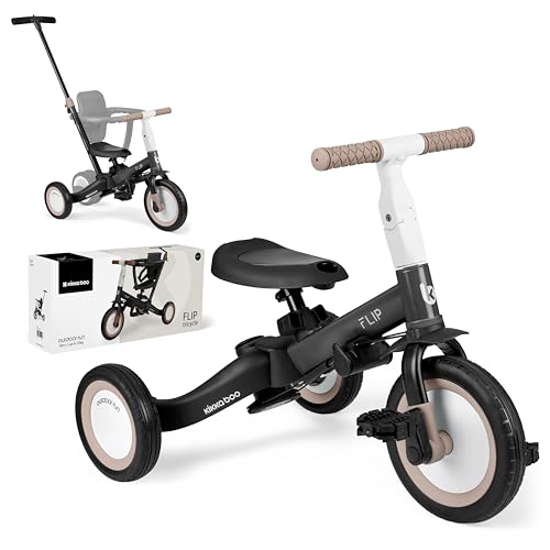KikkaBoo FLIP 5-in-1 Dreirad Laufrad, Kinderrad ab 1 bis 5 Jahren mit Schubstange, Umwandelbares Kinderdreirad zum Laufrad mit oder ohne Pedale, verstellbar und umbaubar, Schwarz KikkaBoo FLIP 5-in-1 Dreirad Laufrad, Kinderrad ab 1 bis 5 Jahren mit Schubstange, Umwandelbares Kinderdreirad zum Laufrad mit oder ohne Pedale, verstellbar und umbaubar, Schwarz von Kikka Boo