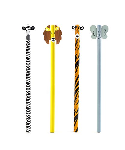 Kikkerland 4348 Safari Animal Pencil S/4, 4 Stück (1er Pack) von Kikkerland