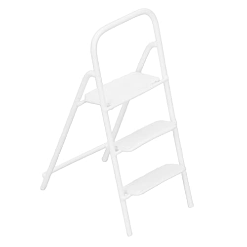1/12 Miniaturschritt Leiter Metall Delicate Textur Mini 3 Stufenleiter für Puppenhausmöbelzubehör (White) von Kikumi