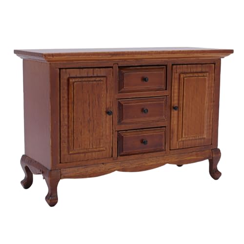 Kikumi 1: 12 Scale Dollhouse Storage Cabinet Realistische Miniatur 2 Türen 3 Schubladen Holzpuppenhausmöbel von Kikumi