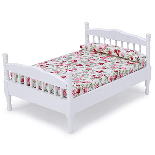 Kikumi 1:12 Mini Doll House Schlafzimmer Bettmodell Zubehör Raum Möbelspielzeug (Weiß) von Kikumi
