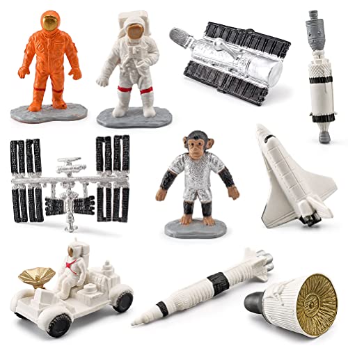 Kikumi 10pcs Astronaut Model Set PVC -Raumfahrt -Spielzeug Außenraum Miniaturen Astronaut Figuren Kuchen -Topper Vorschule Lerngeschenke für Kinder (BL-1137 Luft- und Raumfahrtraum) von Kikumi