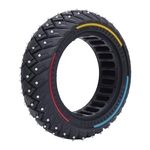 Kikumi 10x2,70 6,5 (10x2,75) Elektrischer Roller -Reifen mit Anti -Schlupfschrauben DREI Farblinie Gummi Wabenscheibenabsorption Fester Reifen für Schneeabläufe Abseits der Straße von Kikumi