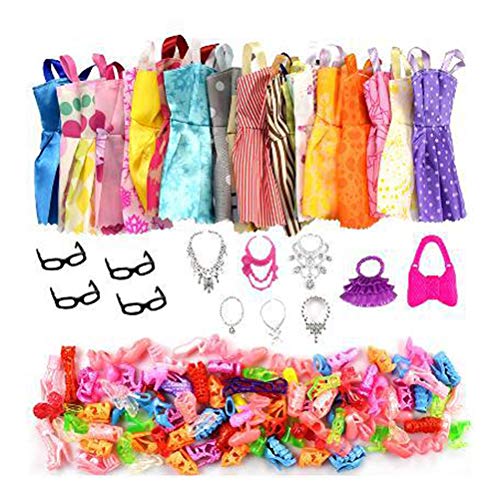 Kikumi 32pcs / Set Puppenkleider Partykleid Outfits mit Puppenzubehörschuhe Halsketten Kinderspielzeuggeschenke von Kikumi
