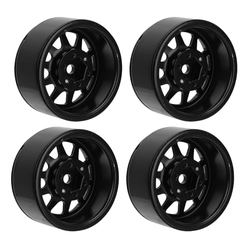 Kikumi 4PCS RC Felgensatz Zinklegierungsstahl Universal 1,9 Zoll 10 Felgen RC Crawler Auto Radnabe für Axial SCX10 II III (Schwarz) von Kikumi