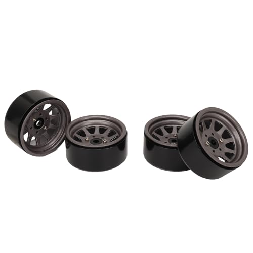 Kikumi 4PCS RC Felgensatz Zinklegierungsstahl Universal 1,9 Zoll 10 Felgen RC Crawler Auto Radnabe für Axial SCX10 II III (Ti-Farbe) von Kikumi