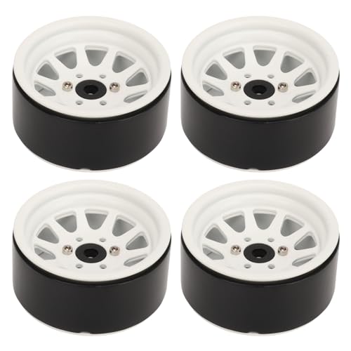 Kikumi 4PCS RC Felgensatz Zinklegierungsstahl Universal 1,9 Zoll 10 Felgen RC Crawler Auto Radnabe für Axial SCX10 II III (Weiß) von Kikumi