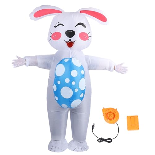 Kikumi Aufblasbares Osterhasenkostüm, 210T Polyester, Wasserdicht, Aufblasbares Ei mit Hasen-Partykostüm, Osterdekoration für Erwachsene von Kikumi