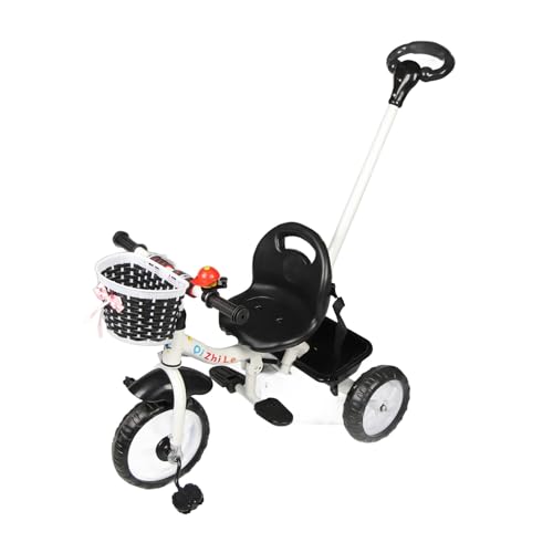 Kikumi Kinder Dreiradbalance -Trike -Falten -Pedale Einstellbare Druckgriffe Richtungsregelung Kleinkinderrad Fahrrad (Schwarz Weiß) von Kikumi
