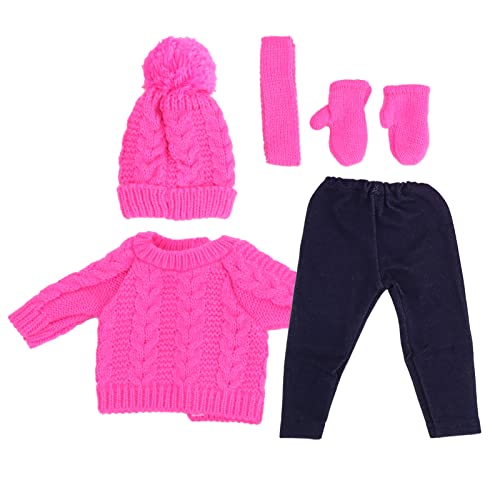 Kikumi Puppenkleidung Pullover Hosen Hüte Schal Puppenzubehör für 18 -Zoll -Babypuppe (Q18-788 Rose Red Pullover 43 cm Rasierpuppe) von Kikumi