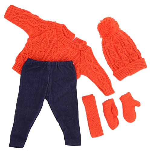 Kikumi Puppenkleidung Pullover Hosen Hüte Schal Puppenzubehör für 18 -Zoll -Babypuppe (Q18-789 Orange-Pullover 43 cm Rasierpuppe) von Kikumi