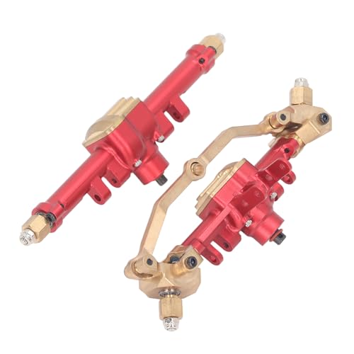 Kikumi RC-Vorder-Hinterachsen-Set, Aluminiumlegierung und Messing, Leichte, Hochpräzise RC-Car-Achsen, Ersatz für TRX4M 1/18 RC-Car (Rot) von Kikumi