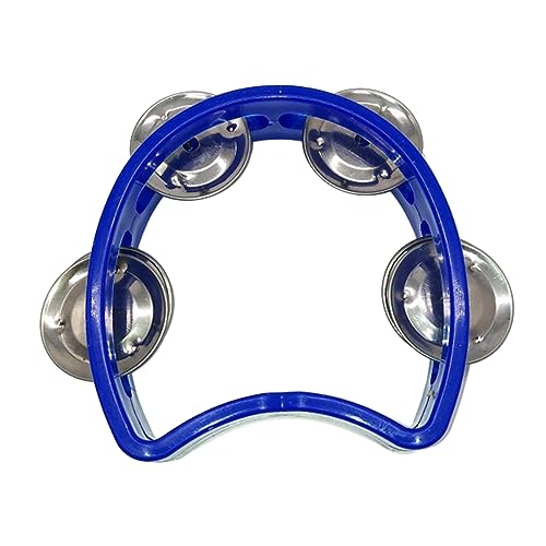 Kikumi Tambourin Plastik Handheld Percussion 4 Glocken Kinder Musical Rhythmus Instrument für Schulpartykonzert (Blau) von Kikumi