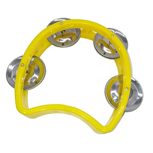 Kikumi Tambourin Plastik Handheld Percussion 4 Glocken Kinder Musical Rhythmus Instrument für Schulpartykonzert (Gelb) von Kikumi