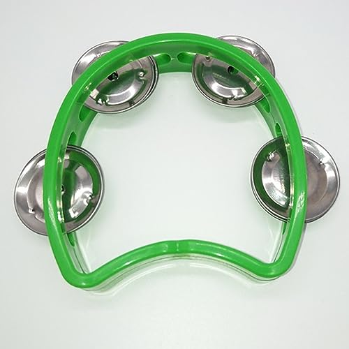 Kikumi Tambourin Plastik Handheld Percussion 4 Glocken Kinder Musical Rhythmus Instrument für Schulpartykonzert (Grün) von Kikumi