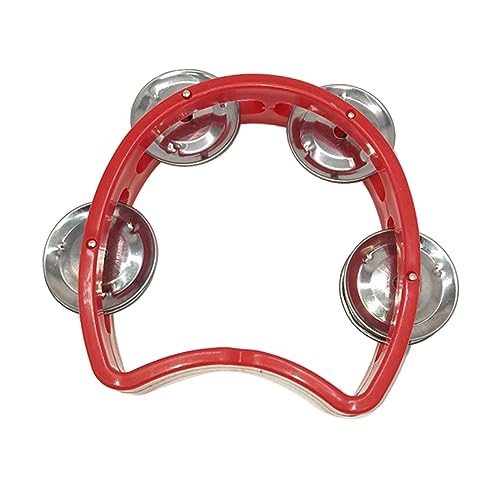 Kikumi Tambourin Plastik Handheld Percussion 4 Glocken Kinder Musical Rhythmus Instrument für Schulpartykonzert (Rot) von Kikumi
