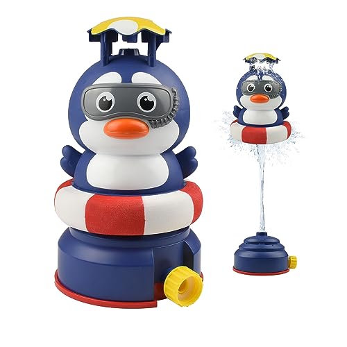 Kikuo Sprinklerspielzeug Outdoor, Wassersprinkler Rocket Kinder, Pinguin Launch Garten Wasserstrahl, Sprinkler Kinder Spielzeug, Outdoor Wasserspielzeug Sprinkler für Kinder Pinguin-Form von Kikuo