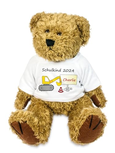 Kilala Bär Kuscheltier Bagger T-Shirt für die Zuckertüte befüllen Topping Schultüte Junge Baufahrzeug (Bagger) von Kilala