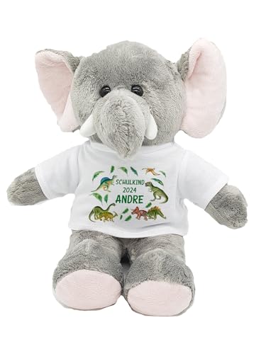 Kilala Elefant Kuscheltier für die Zuckertüte Schultüte mit Wunschname Topping für die Schultüte (T-Rex) von Kilala