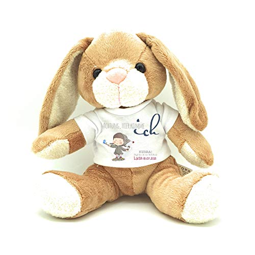 Hase Kuscheltier für einen schönen Start in den Kindergarten - mit Wunschname (Mädchen Ich komme) von Kilala