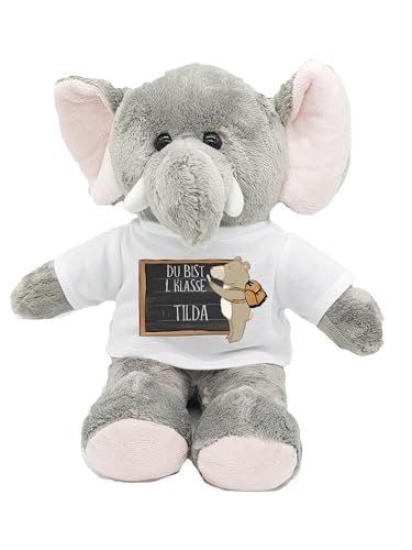 Kilala Elefant Befüllung für die Schultüte Zuckertüte mit Wunschname Topping für die Schultüte Geschenk Einschulung Plüschtier (Bär/Schulranzen) von Kilala
