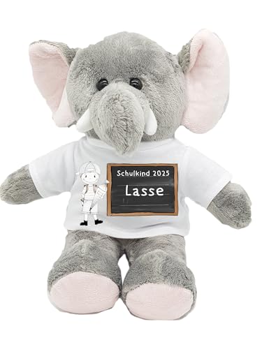 Kilala Elefant Befüllung für die Schultüte Zuckertüte mit Wunschname Topping für die Schultüte Geschenk Einschulung Plüschtier (Junge) von Kilala