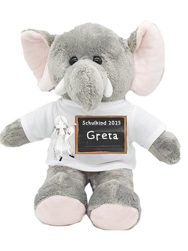 Kilala Elefant Befüllung für die Schultüte Zuckertüte mit Wunschname Topping für die Schultüte Geschenk Einschulung Plüschtier (Mädchen) von Kilala