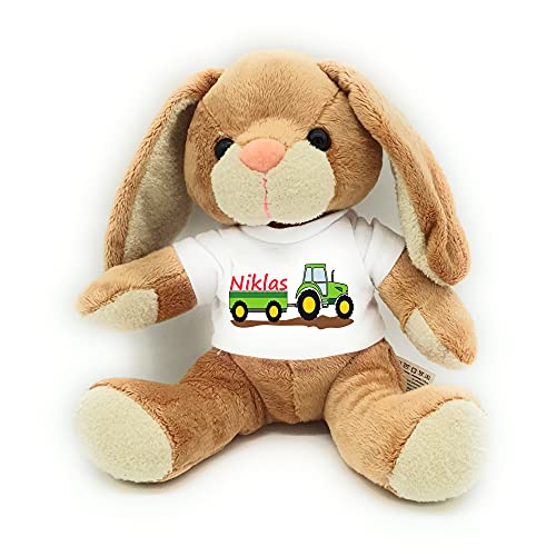 Kilala Hase Kuscheltier Geburtstag mit Wunschname Nikolaus Weihnachten Überraschung Kinder (Traktor) von Kilala