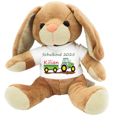 Kilala Hase Kuscheltier für die Zuckertüte Schultüte mit Wunschname Hase Topping für die Schultüte (Traktor mit Namen) von Kilala