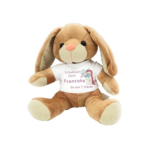 Kilala Hase Kuscheltier, Personalisierbar mit Wunschnamen, rosa Einhorn, Schultüte Füllung, Geschenk zur Einschulung, 21 cm, Microplüsch von Kilala