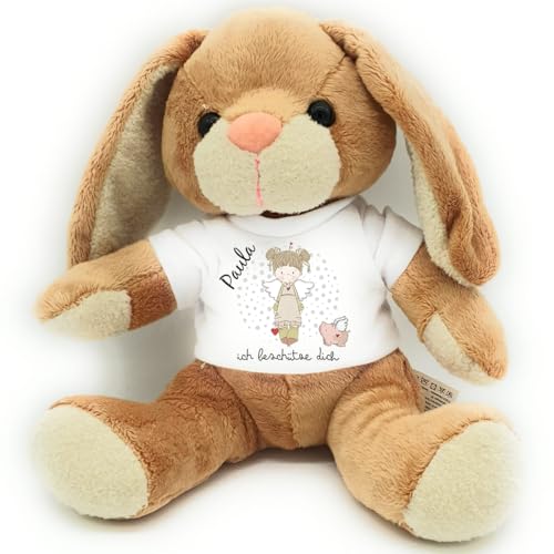 Kilala Kuscheltier Hase Schutzengel Glücksbringer Plüschtier mit Glücksspruch herzerwärmendem Spruch (grün/rosa) von Kilala