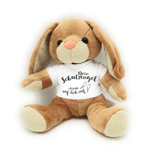 Kilala Kuscheltier Hase, Schutzengel T-Shirt, weich und waschbar, Glücksbringer 19 cm groß, Geschenk zur Genesung, Geburtstag oder als Talisman von Kilala