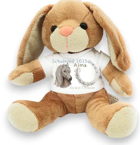Kilala Personalisiertes Einschulungskuscheltier – Schulkind 2025 – Plüschfigur mit Wunschname – Geschenk zur Einschulung – 21 cm – Motiv (Pferd) von Kilala