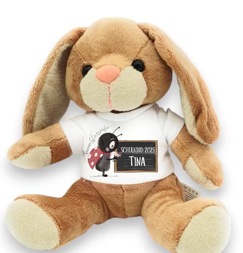 Kilala Personalisiertes Einschulungskuscheltier – Schulkind 2025 – Plüschfigur mit Wunschname – Geschenk zur Einschulung – 21 cm – viele Motive (Glückskäfer) von Kilala